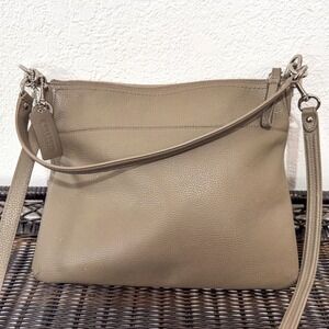COACH Crossbody Bag Pebble Leather Taupe Shoulder Bag Purse Authentic